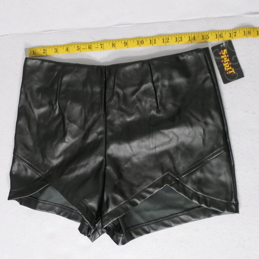 Spirit Women Novelty Festival Shorts L Black Faux Leather Edgy Goth Halloween